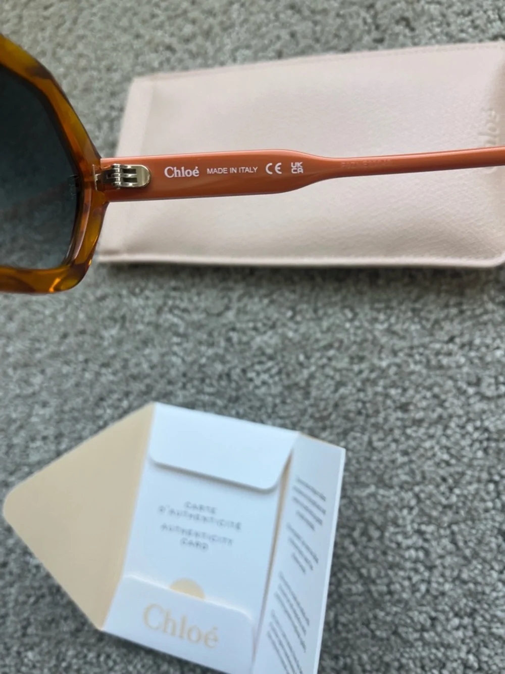 NWOT Chloe Orange Hexagon Frame Sunglasses case, cert of authenticity included - Picture 4 of 13